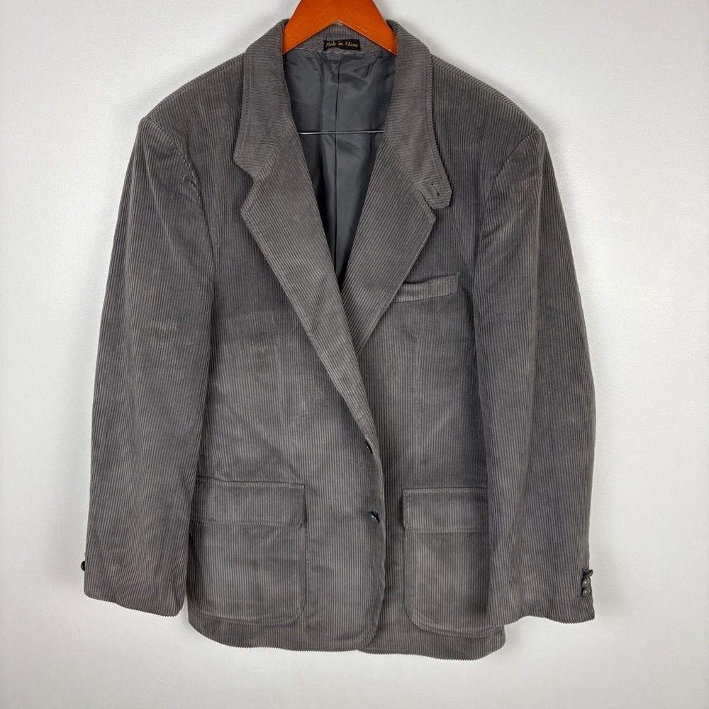 Jordache Mens 42R Gray Corduroy Blazer Jacket Button Up Sport Coat - Picture 1 of 6